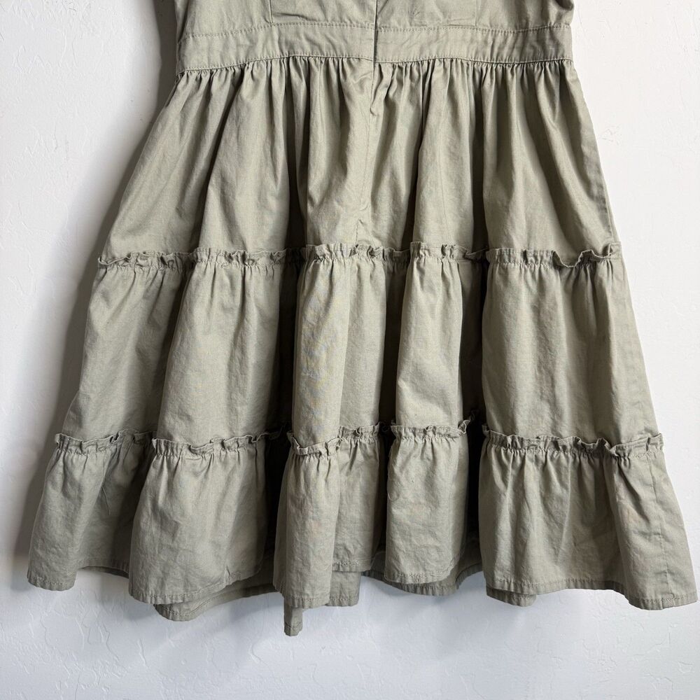 Womens Tiered Babydoll Mini Dress SZ M Sage Green Peasant Milkmaid Cottagecore - Picture 6 of 11